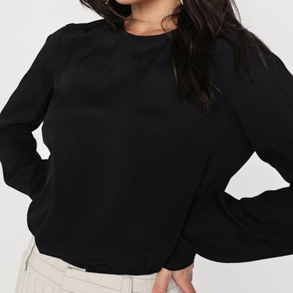 Lulus Essentially Effortless Black Long Sleeve Top - Size XS